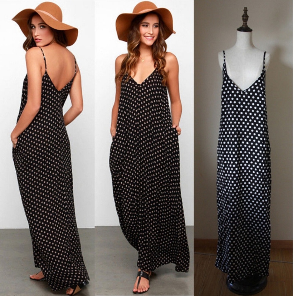 Jersey Maxi Dress w Pockets NWT Adjustable Straps
